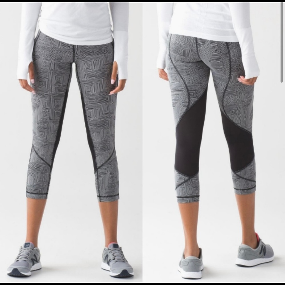 Lululemon Pace Rival Crop Leggings Maze Jacquard Print Size 4